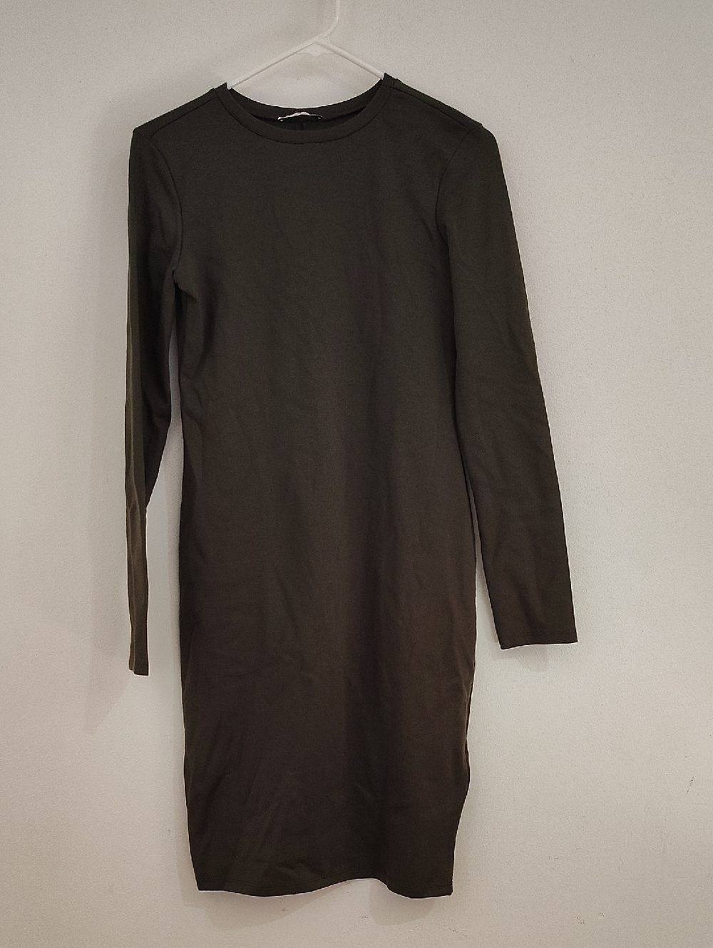 Zara Trafaluc Olive Long Sleeve Knit Midi Dress